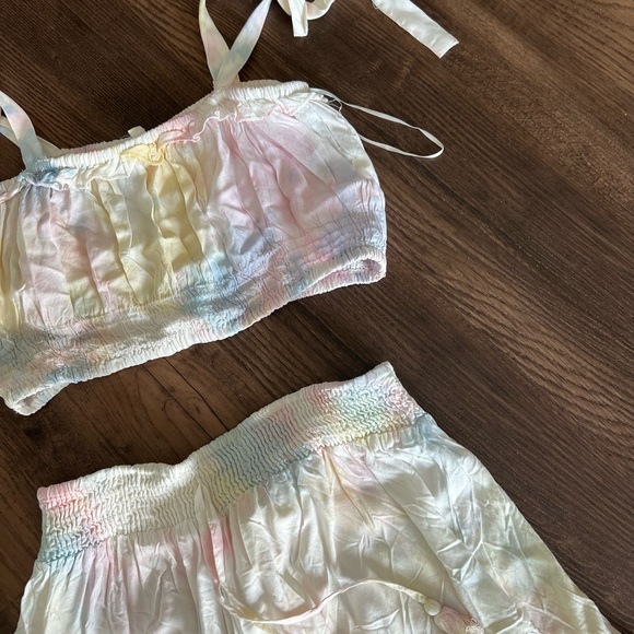 Dresses & Skirts - Kiwi and punch cropped tie dye pastel two piece short set